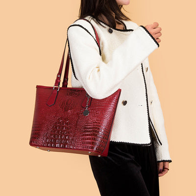 Tote Bag  Crocodile Pattern Handbag