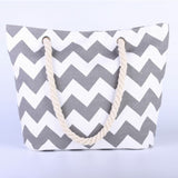 Wavy Striped  Canvas Handbag  Beach Bag Tote Bag