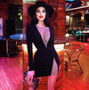 Net Diamond Long-sleeved Bandage Dress