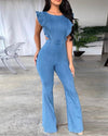 sling denim jumpsuit