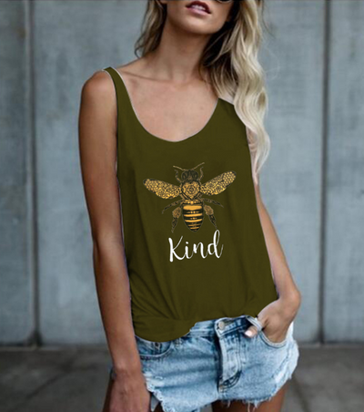 Ladies sleeveless bee kind vest