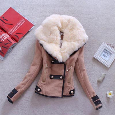 Slim-fit jacket with fur collar light jacket