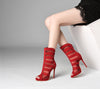 Solid Color High-heeled open toe Boots