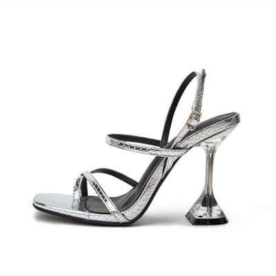 Crystal heel high heels