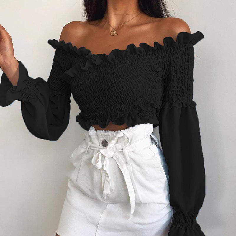 Women's short puff sleeve blouse