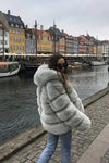 Long Sleeve Hooded Faux Fur Coat