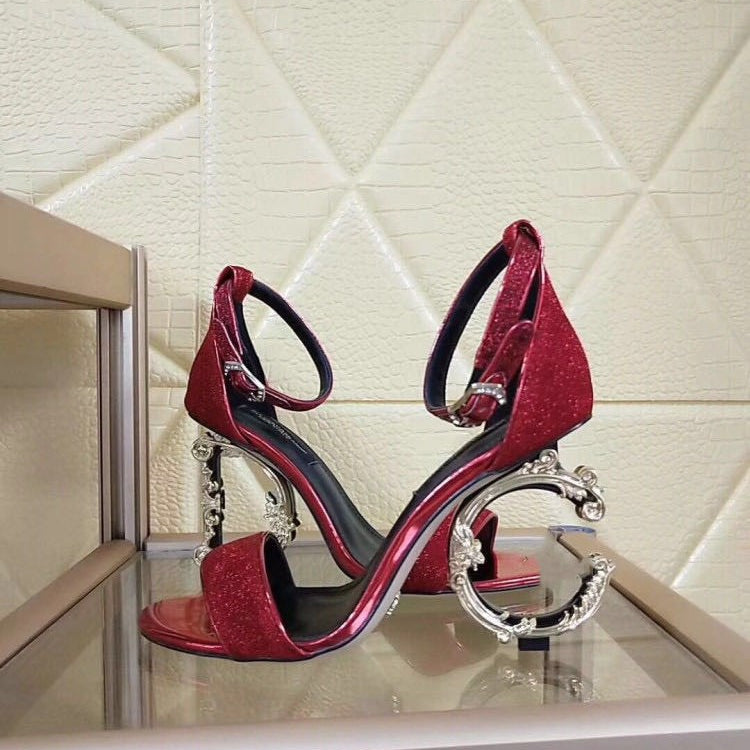Gold high heels