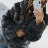 Long Sleeve Hooded Faux Fur Coat