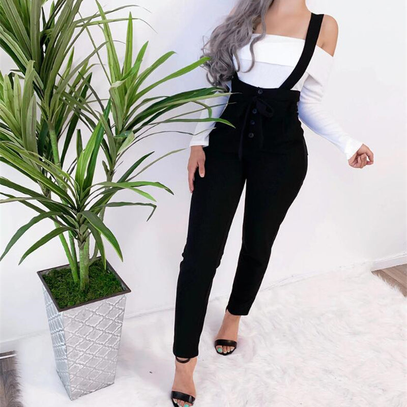 High Waist jumpsuit suspenders