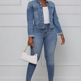 Stretch Denim Jacket Women Slim Short Jacket