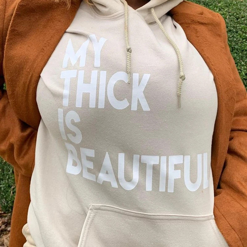Solid Color Letter Printing Hooded  Sweater