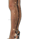 Rhinestone Mesh Pointed toe Sandals Ankle Boots Stiletto High Heels
