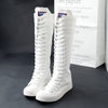 Casual High Top Shoes Long Boot Lace-Up Zipper Comfortable Flat Boot Sneakers