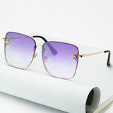 Oversize Rimless Square Bee Sunglasses Women Men Small Bee Glasses Gradient Sun Glasses Female UV400