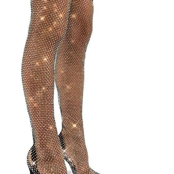 Rhinestone Mesh Pointed toe Sandals Ankle Boots Stiletto High Heels