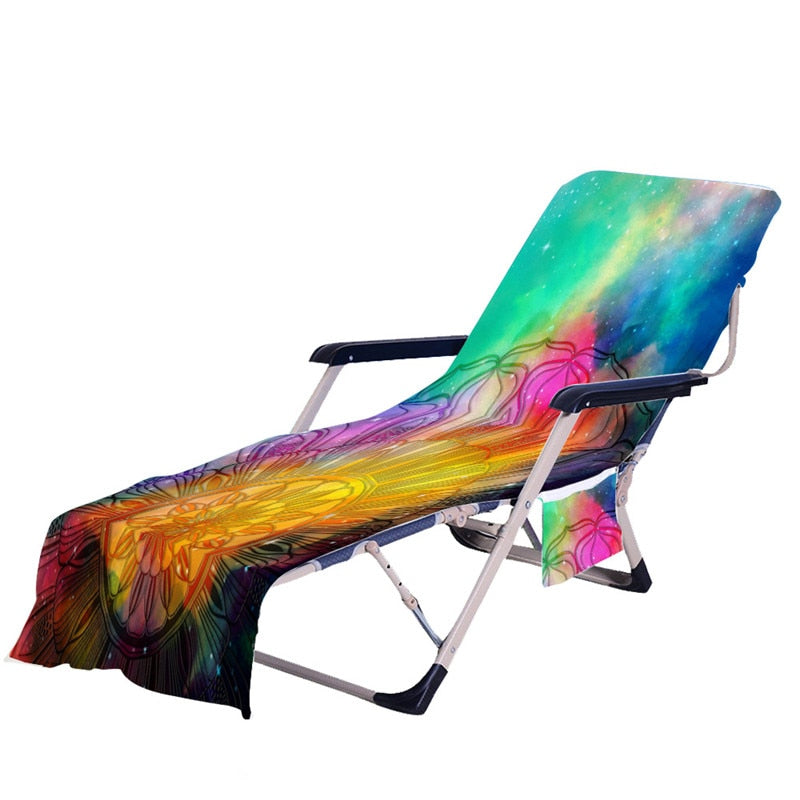 Printed Beach Chair Cover Up Towel Outdoor Microfiber Q