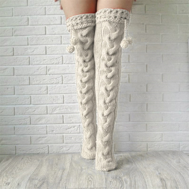 Knit Stocking Over Knee Long Boot Warm Stockings