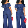 Ruffles Off Shoulder Long Romper Jumpsuit Bodysuit Trousers