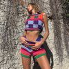 Knitted Vests  Crop Tops Color-blocking Tees