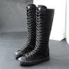 Canvas Casual High Top Shoes Long Boots Lace-Up Zipper  Flat Boots Sneakers