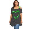 Heart-shaped Print  Shoulder Sling  Loose T-shirt