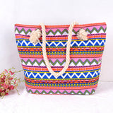 Wavy Striped  Canvas Handbag  Beach Bag Tote Bag