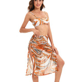 Spring And Summer New Tie-dye Halterneck Strappy Bikini Swimsuit Set