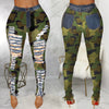 Ripped High-waisted  And Frayed Camouflage  Pants