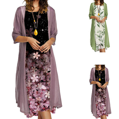Two-piece Floral Print Dress Jacket