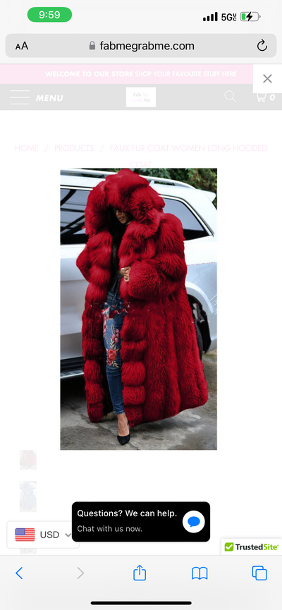 Faux Fur  Long Hooded Coat