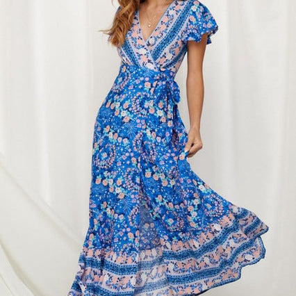 Long Beach Dress Sash Lace Up for Summer: Shop Maxi Boho Dress now!