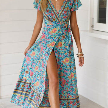Long Beach Dress Sash Lace Up for Summer: Shop Maxi Boho Dress now!