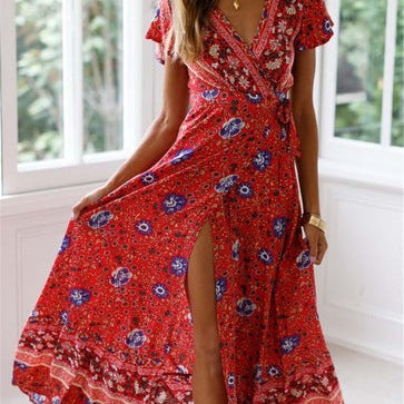 Long Beach Dress Sash Lace Up for Summer: Shop Maxi Boho Dress now!