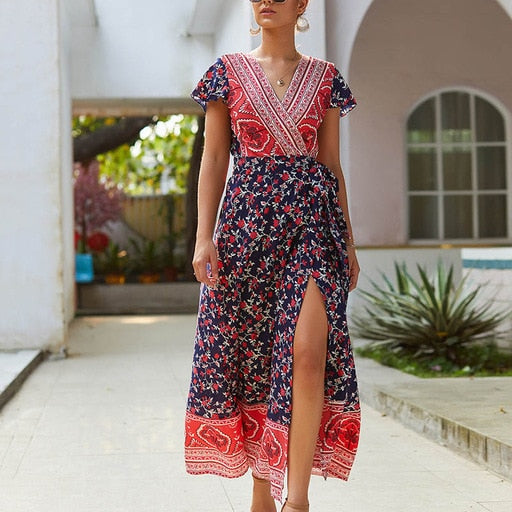 Long Beach Dress Sash Lace Up for Summer: Shop Maxi Boho Dress now!