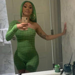  One Shoulder Jumpsuit | Blue, Orange & Green Long Sleeve Jumpsuits
