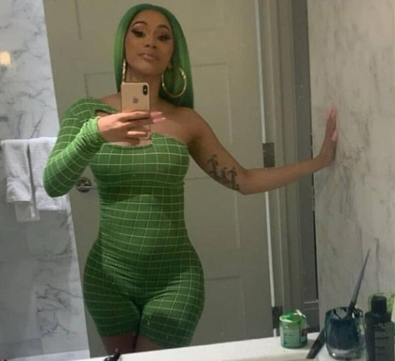  One Shoulder Jumpsuit | Blue, Orange & Green Long Sleeve Jumpsuits