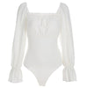 Lace Up Square Collar Lolita Style Bodysuits