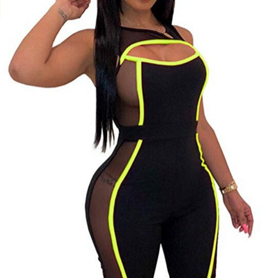 Sleeveless Short Mesh  Rompers
