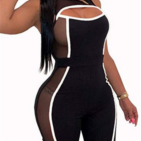 Sleeveless Short Mesh  Rompers