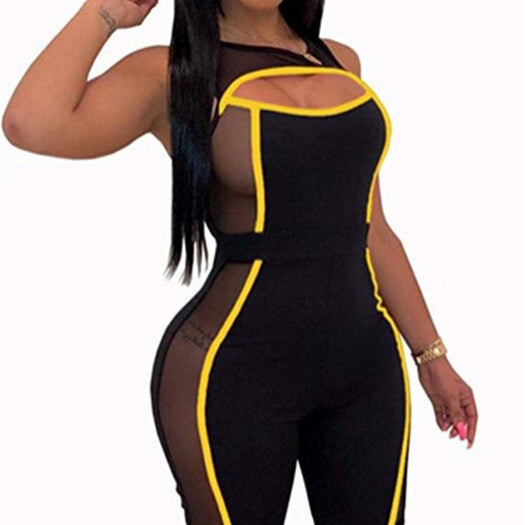 Sleeveless Short Mesh  Rompers