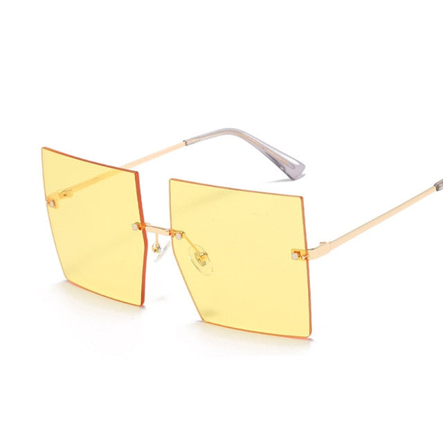 Vintage Square Sunglasses  Oversized Rimless Sun Glasses