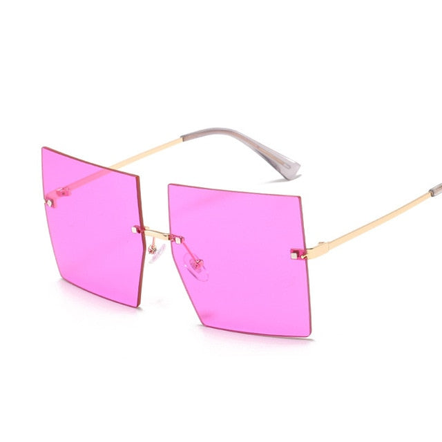 Vintage Square Sunglasses  Oversized Rimless Sun Glasses