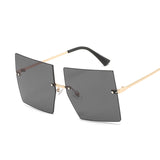 Vintage Square Sunglasses  Oversized Rimless Sun Glasses