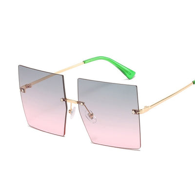 Vintage Square Sunglasses  Oversized Rimless Sun Glasses