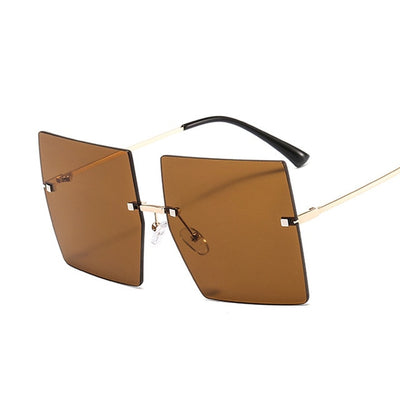 Vintage Square Sunglasses  Oversized Rimless Sun Glasses