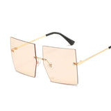 Vintage Square Sunglasses  Oversized Rimless Sun Glasses