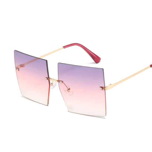 Vintage Square Sunglasses  Oversized Rimless Sun Glasses