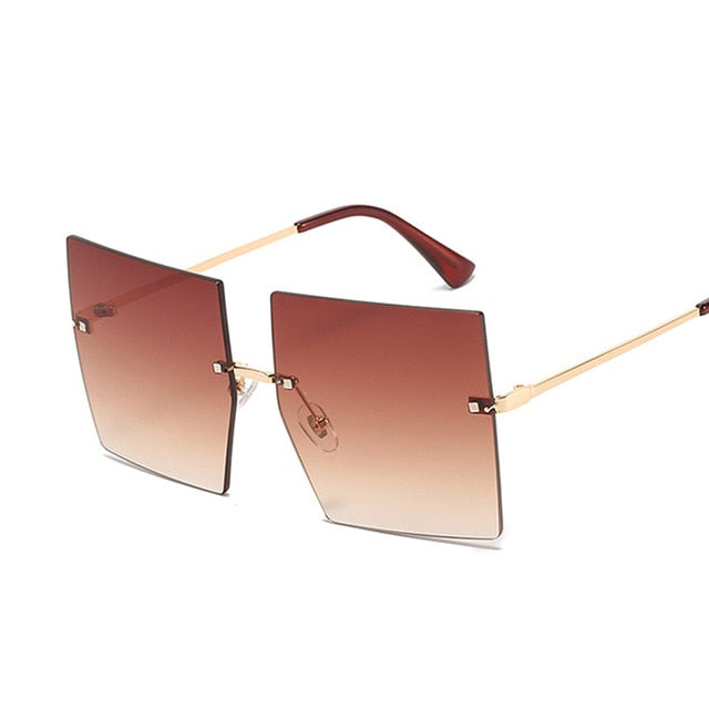 Vintage Square Sunglasses  Oversized Rimless Sun Glasses