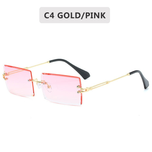 rimless square sun glasses