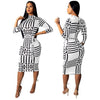 Geometric Striped Print  Suit Ladies Outfits
